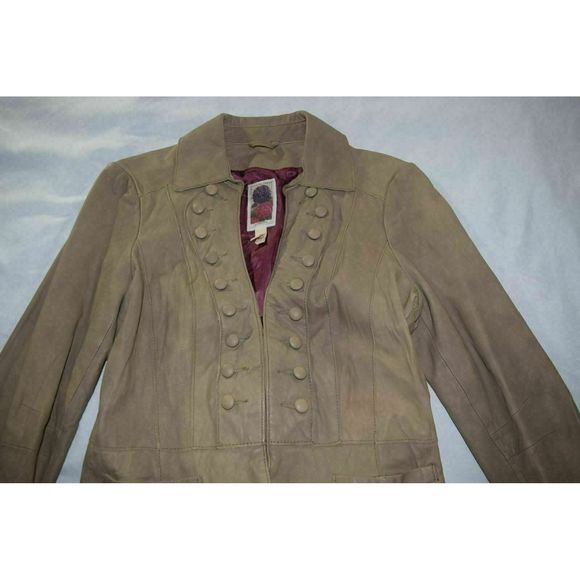 Anthro Burning Torch Leather Jacket sz M Blazer - Picture 2 of 12